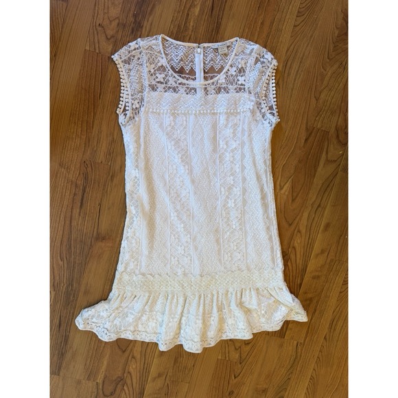Ariat Dresses & Skirts - Ariat White Floral Lace Dress Size S – Pom Pom Ruffle Western Boho Cottagecore